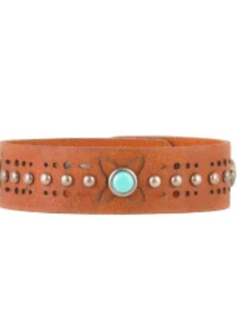 Brand New Most Wanted Tan Leather Bracelet Turquoise Accent Silver Christmas